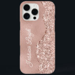 Rose Gold Glitter Border Monogram Name iPhone 16 Pro Max Case<br><div class="desc">Super cute phone case with glitter and shiny sparkles!</div>