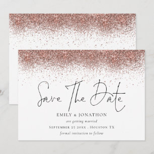 Rose Gold Glitter Border Wedding Save The Date