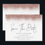 Rose Gold Glitter Border Wedding  Save The Date<br><div class="desc">Glam Rose Gold Faux Glitter Border Wedding. A touch of sparkle with faux glitter bordering the top on each side,  and Save the Date in an elegant set script. Easily personalise the rest of the text,  Available digitally and printed.</div>