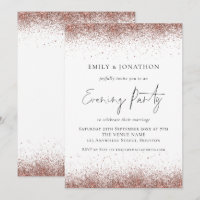 Rose Gold Glitter Borders Wedding Evening