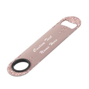Rose Gold Glitter Bottle Opener with Custom Text