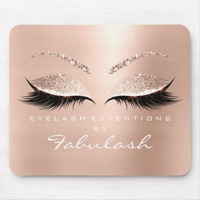 Rose Gold Glitter Branding Beauty Lashes Eyes Mouse Mat (Front)