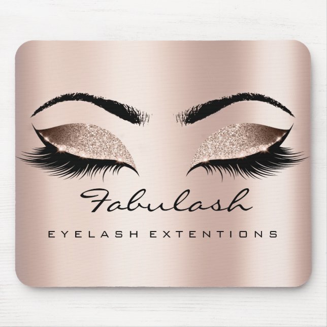 Rose Gold Glitter Branding Beauty Lashes Skinny Mouse Mat (Front)