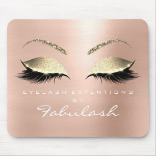 Rose Gold Glitter Branding Beauty Lashes White Mouse Mat
