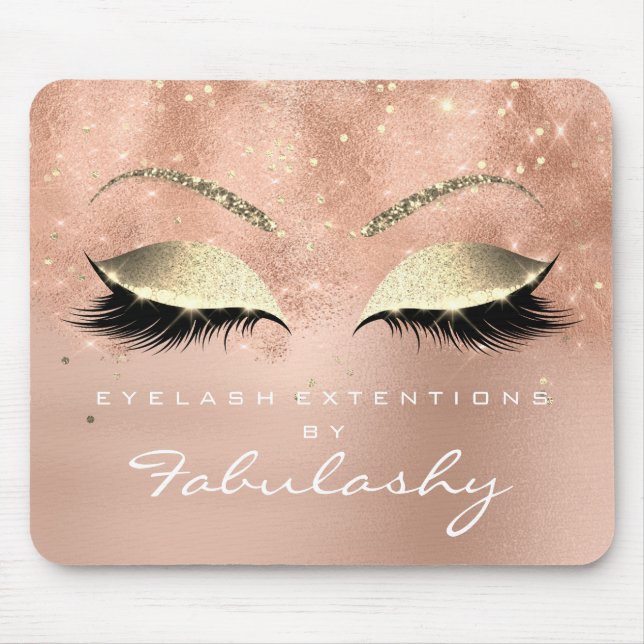 Rose Gold Glitter Branding Beauty Studio Lashes Mouse Mat (Front)