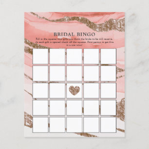 Rose Gold Glitter Bridal Shower Bingo Game