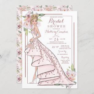 Rose Gold Glitter Bride Bridal Shower Invitation