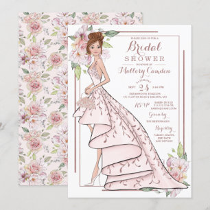 Rose Gold Glitter Bride Bridal Shower Invitation