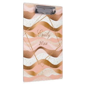 Rose Gold Glitter Brushed Design Clipboard