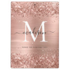 Rose Gold Glitter Brushed Metal Monogram Script