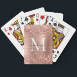 Rose Gold Glitter Brushed Metal Monogram Script Playing Cards<br><div class="desc">Blush Pink Rose Gold Glitter Sparkle Brushed Metal Girly Script Monogram Playing Cards</div>