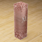 Rose Gold Glitter Brushed Metal Monogram Script