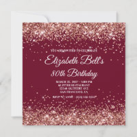 Rose Gold Glitter Burgundy 80th Birthday
