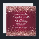Rose Gold Glitter Burgundy Ombre 90th Birthday Invitation<br><div class="desc">An elegant fancy monogram 90th birthday invitation for her. Faux sparkly rose gold glitter girly glam with sparkles against a dark and light burgundy red ombre graphic image. The fancy classic flourish calligraphy monogram on the back can be customised. A lovely invite for your great grandmother on her ninetieth milestone...</div>