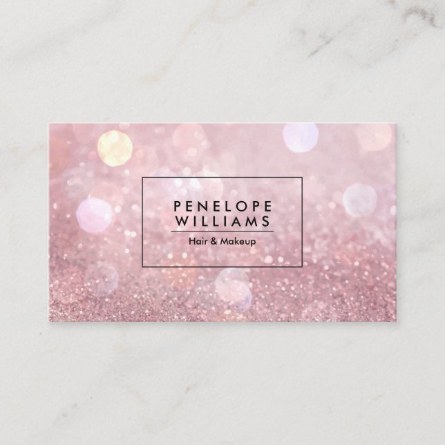 Rose Gold Glitter Business Card (Front)