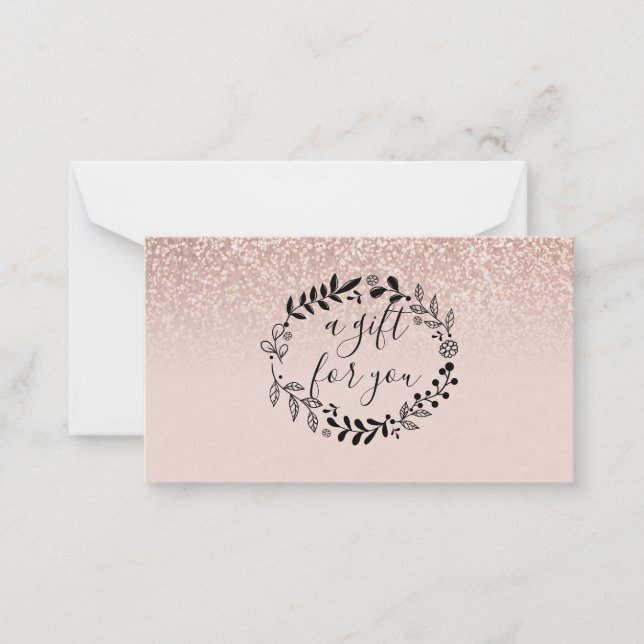 Rose Gold Glitter Business Gift Certificate Card (Front)
