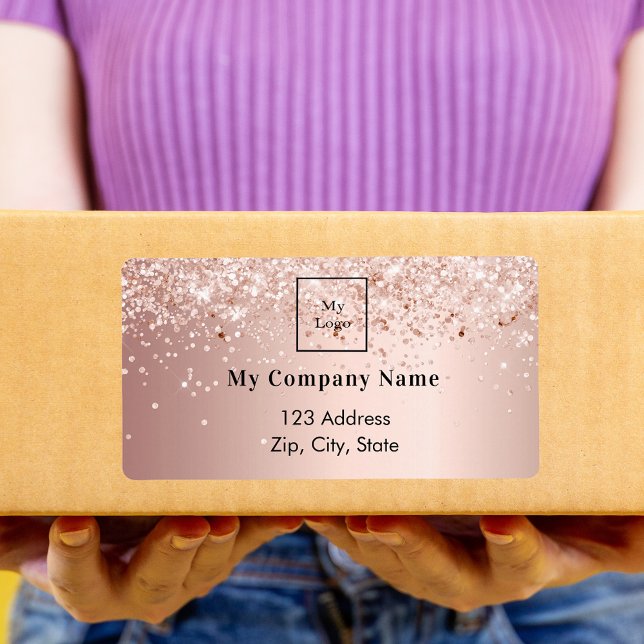 Rose gold glitter business logo return address (Creator Uploaded)