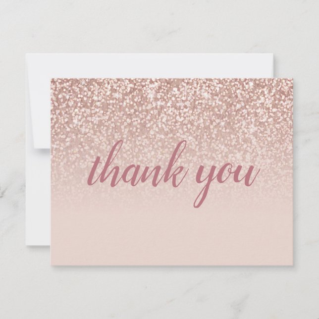 Rose Gold Glitter Business Thank You Discount Card (Front)
