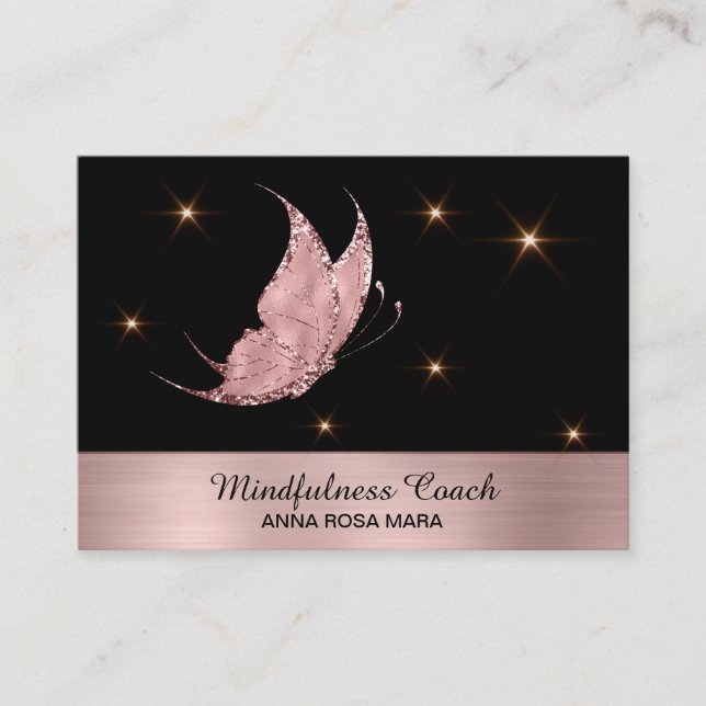 *~* Rose Gold Glitter Butterfly Mystical Magical Business Card (Front)