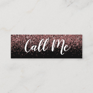 Rose Gold Glitter Call Me Mini Business Cards