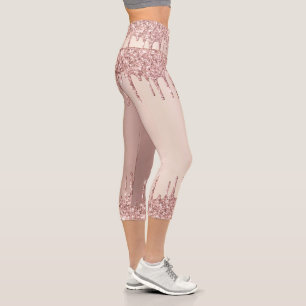 Rose Gold Glitter Capri Leggings