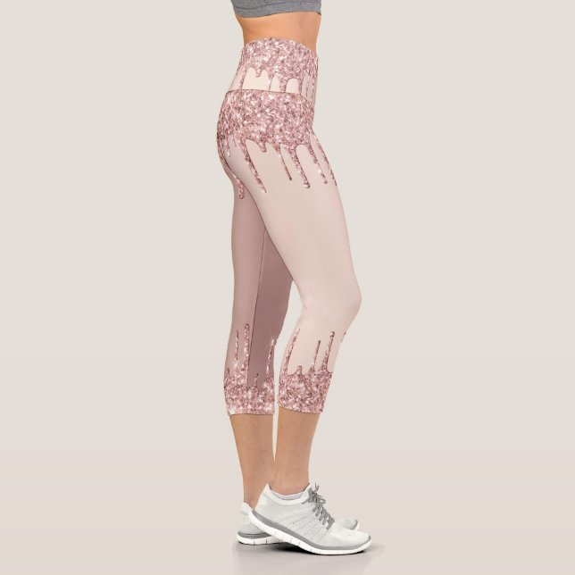Rose Gold Glitter Capri Leggings (Right)