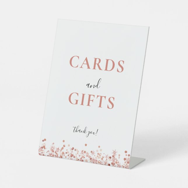 Rose Gold Glitter  cards gifts sign (Front)