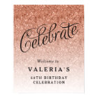Rose Gold Glitter Celebrate Custom Welcome