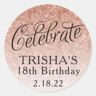 Rose Gold Glitter Celebrate Favour Tag