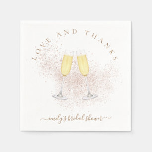 Rose Gold Glitter Champagne Bridal Shower Napkin