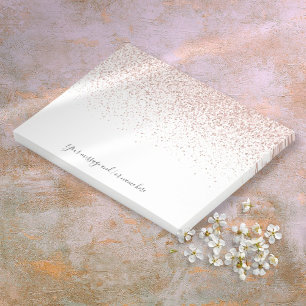 Rose Gold Glitter Chic Script Custom Message Post-it Notes