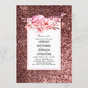 Rose Gold Glitter Chic Vintage Rehearsal Dinner Invitation