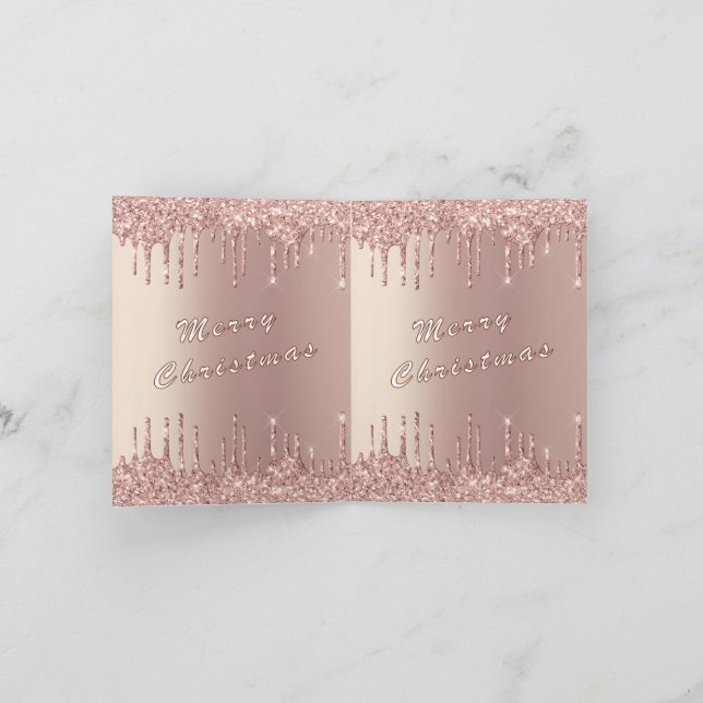  Rose Gold Glitter Christmas Card (Inside)
