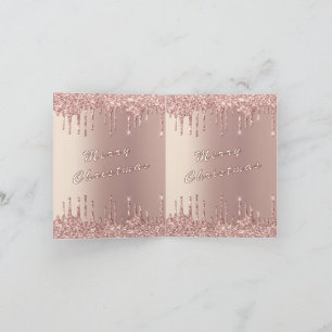 Rose Gold Glitter Christmas Card