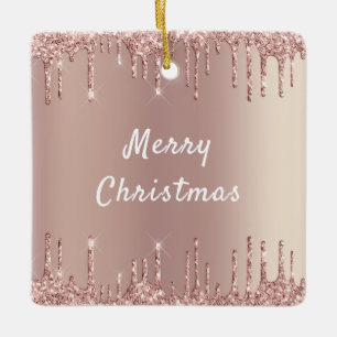 Rose Gold Glitter Christmas Ornament