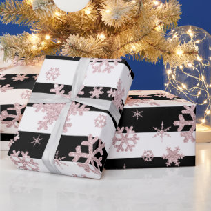 Rose Gold Glitter Christmas Snowflake Pattern Wrapping Paper