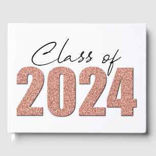 Rose Gold Glitter Class of 2024 Guest Book
