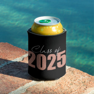 Rose Gold Glitter Class of 2025 Can Cooler