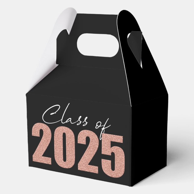 Rose Gold Glitter Class of 2025 Favour Box (Front)