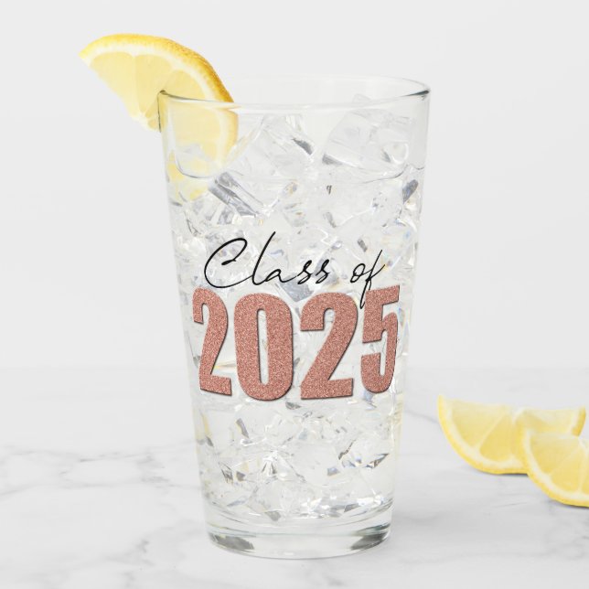 Rose Gold Glitter Class of 2025 Glass (Front Ice)
