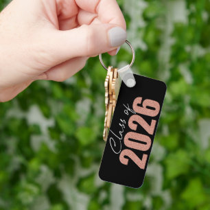 Rose Gold Glitter Class of 2026 Key Ring