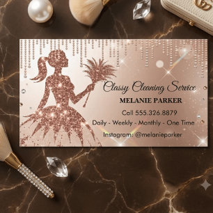Rose gold Glitter Classy Cleaning Services Business Card
