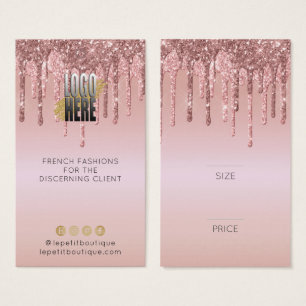 Rose Gold Glitter Clothing Price tag with logo