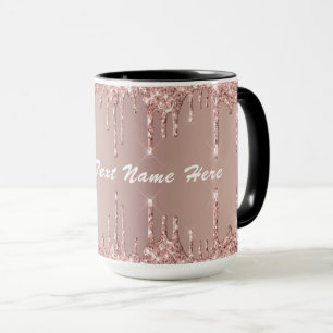 Rose Gold Glitter Coffee Mug Personalised Text