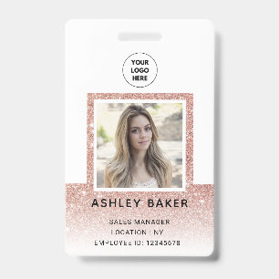 Rose Gold Glitter Company Security ID Photo Name  Badge