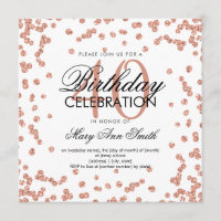 Rose Gold Glitter Confetti 40th Birthday White
