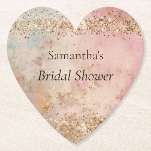 Rose Gold Glitter Confetti Bridal Shower Paper Coaster