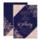 Rose gold glitter confetti chic navy blue wedding