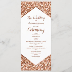 Rose Gold Glitter Confetti Glam Wedding Program Programme