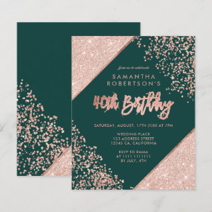 Rose gold glitter confetti green budget 40th